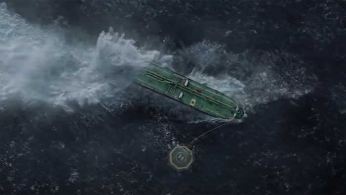 Ship in the middle of the ocean 