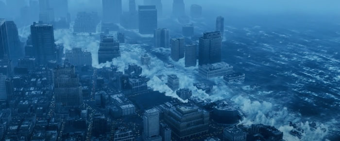 Water is covering the city