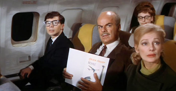 Passengers on the plane look concerned