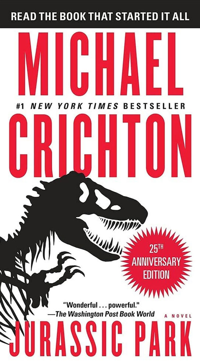 Jurassic Park By Michael Crichton book cover 