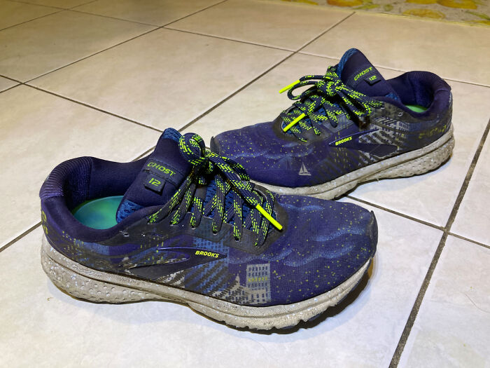 My Beloved Brooks Ghost 12s. Best Shoes I've Ever Owned. Got Me Through 2.5 Years Of Retail Hell. Loled When My Boss Asked Me, "Are Those Star Wars?" Had To Tell Him No, They're Boston Marathon-Themed. Xd