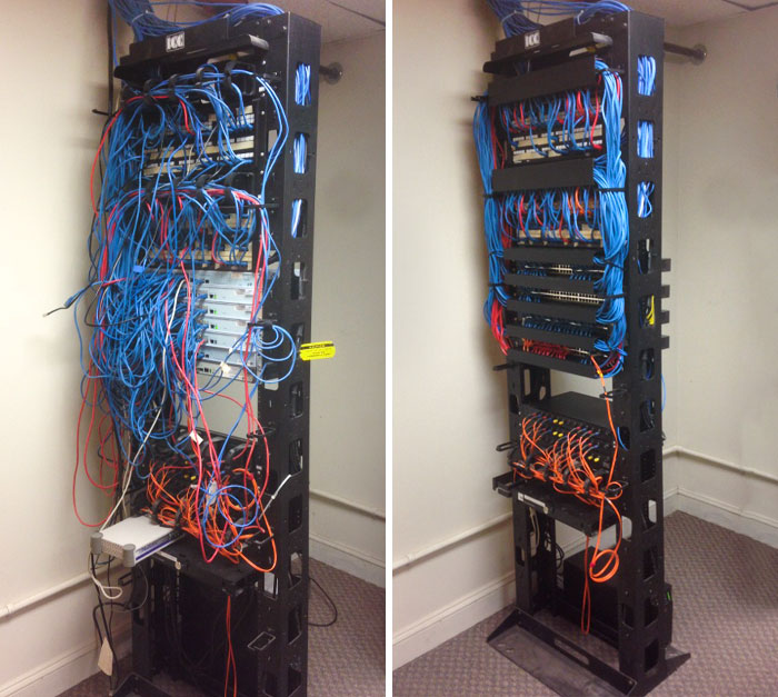 This Mess Is The Aftermath Of A Previous Net Admin Who Didn't Care Anymore. Before vs. After
