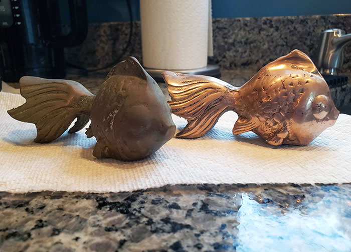 Before And After Polishing This Brass Fish