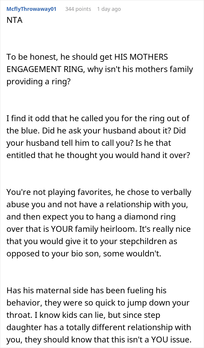 Jerk Stepson Treats Stepmom Like "Vermin" For 20 Odd Years, Shocked When She Won't Pass Family Heirloom To Him