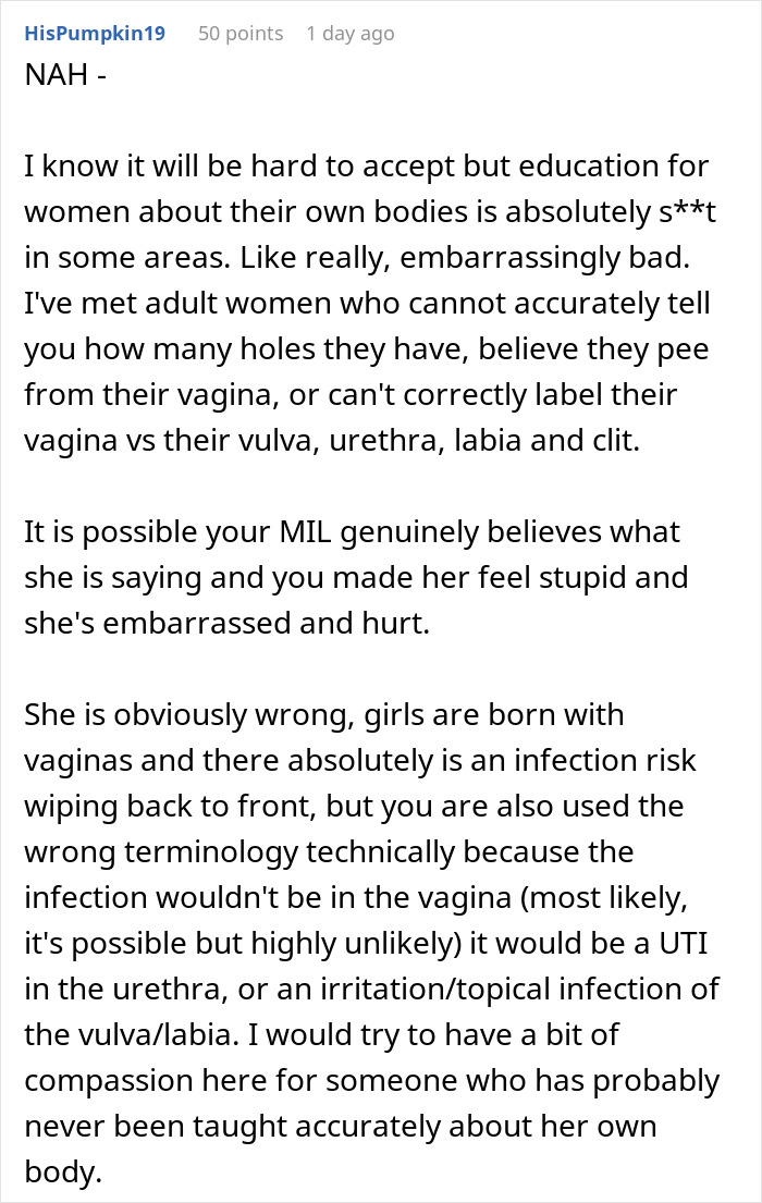 Guy Asks If He’s A Jerk For Getting In A Fight With His MIL About His Daughter Having “Real” Private Parts Guy Asks If He’s A Jerk For Getting In A Fight With His MIL About His Daughter Having “Real” Private Parts