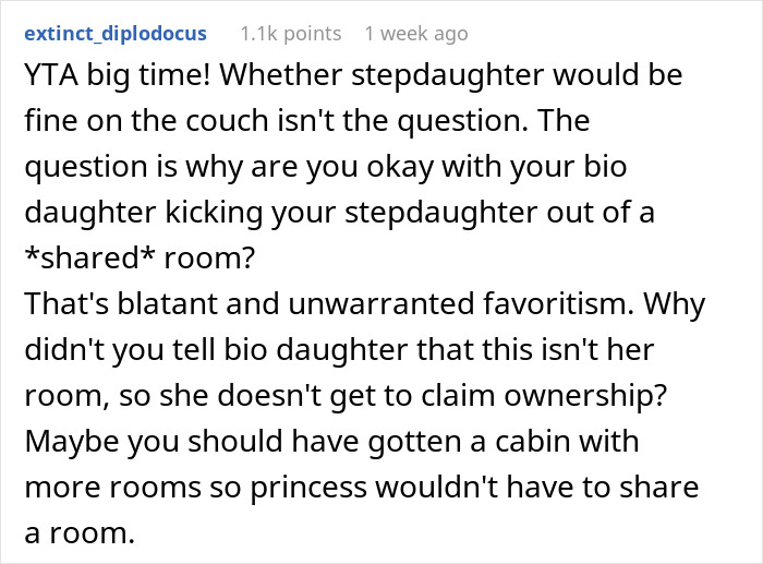 Mom Can't Believe Her Husband Suggested Her Daughter Sleep On The Couch, While His Daughter Gets A Whole Room To Herself Mom Can't Believe Her Husband Suggested Her Daughter Sleep On The Couch, While His Daughter Gets A Whole Room To Herself