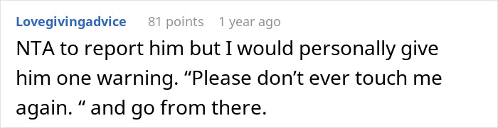 Older Male Tickles His 17 Y.O. Coworker, She Asks For Guidance Online