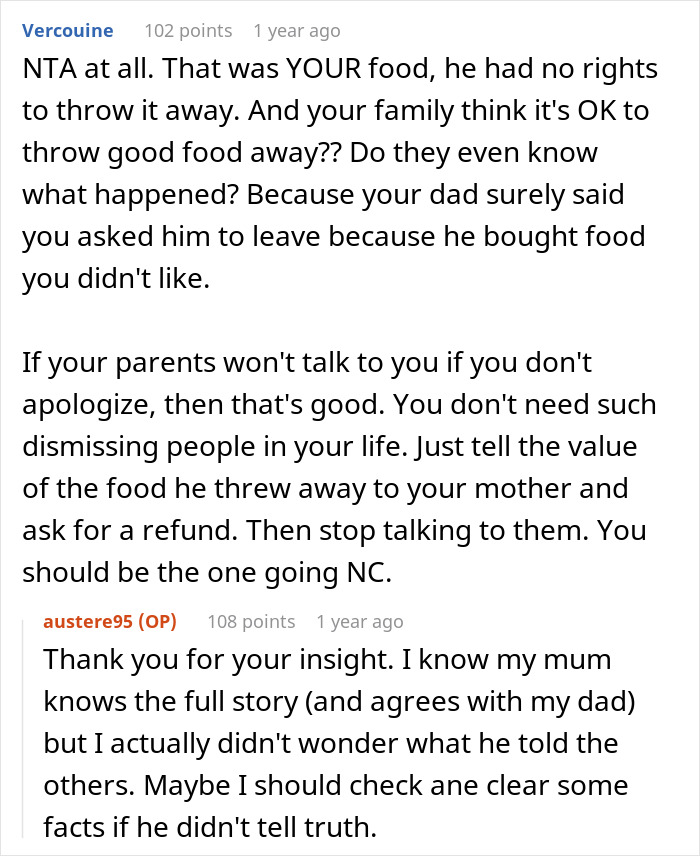 Father Tosses Out All Of 26 Y.O. Daughter’s Food That He Decides To Be “Unsuitable” Bringing Her To Tears, So She Asks Him To Leave