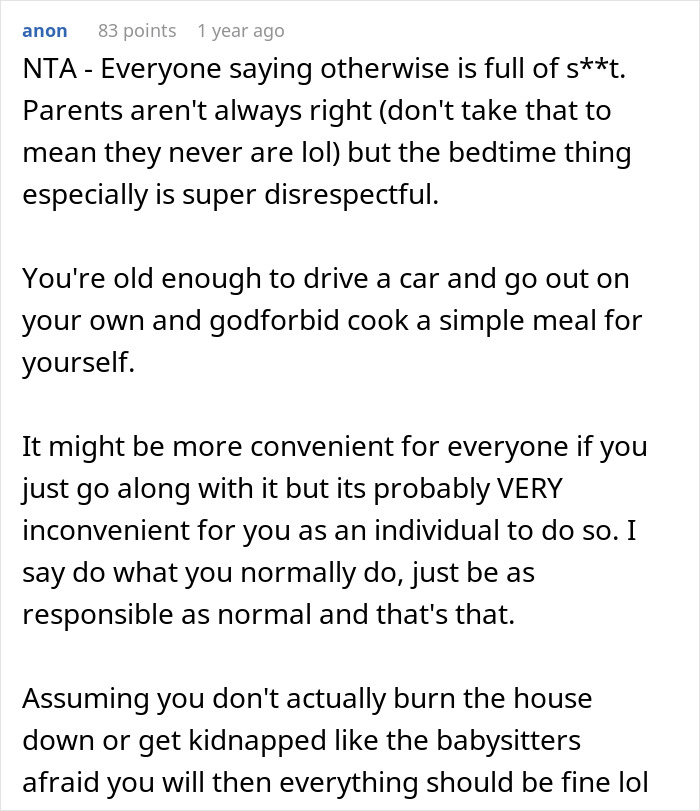 “I Have To Be In Bed By 10”: Strict Babysitter’s Rules Push 16-Year-Old Teen To Rebel, He Wonders If He Took It Too Far “I Have To Be In Bed By 10”: Strict Babysitter’s Rules Push 16-Year-Old Teen To Rebel, He Wonders If He Took It Too Far
