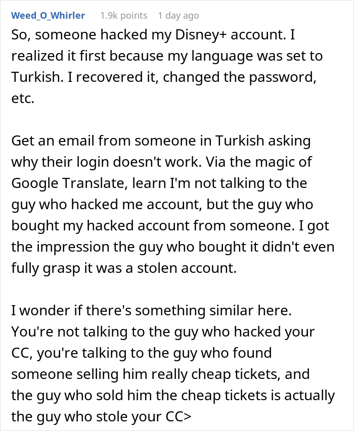 Man Gets His Credit Card Number Stolen, Ends Up Confused When He Upsets The Thief By Canceling The Flight That Was Booked Using It Man Gets His Credit Card Number Stolen, Ends Up Confused When He Upsets The Thief By Canceling The Flight That Was Booked Using It