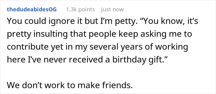 “I’ll Just Simply Say No”: Guy Is Furious For Being Asked To Contribute To Birthday Gifts At Work Despite Never Getting A Gift Himself
