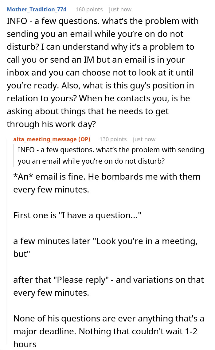 “‘Do Not Disturb’ Means Leave Me Alone”: Employee Sends Out An Angry Email To Colleague Who Keeps Contacting Them Even When Unavailable “‘Do Not Disturb’ Means Leave Me Alone”: Employee Sends Out An Angry Email To Colleague Who Keeps Contacting Them Even When Unavailable