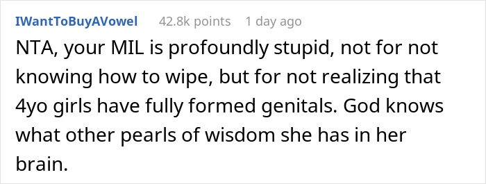 Guy Asks If He’s A Jerk For Getting In A Fight With His MIL About His Daughter Having “Real” Private Parts Guy Asks If He’s A Jerk For Getting In A Fight With His MIL About His Daughter Having “Real” Private Parts