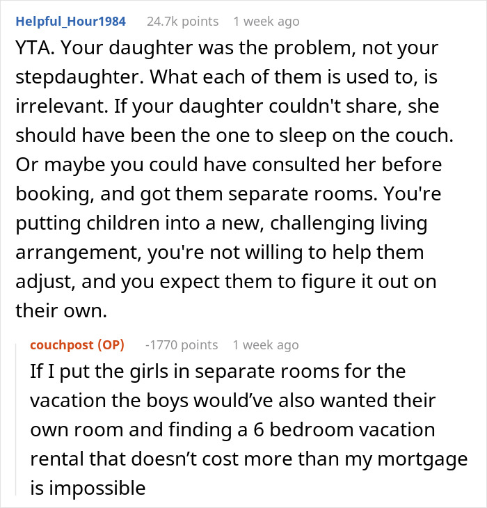 Mom Can't Believe Her Husband Suggested Her Daughter Sleep On The Couch, While His Daughter Gets A Whole Room To Herself Mom Can't Believe Her Husband Suggested Her Daughter Sleep On The Couch, While His Daughter Gets A Whole Room To Herself
