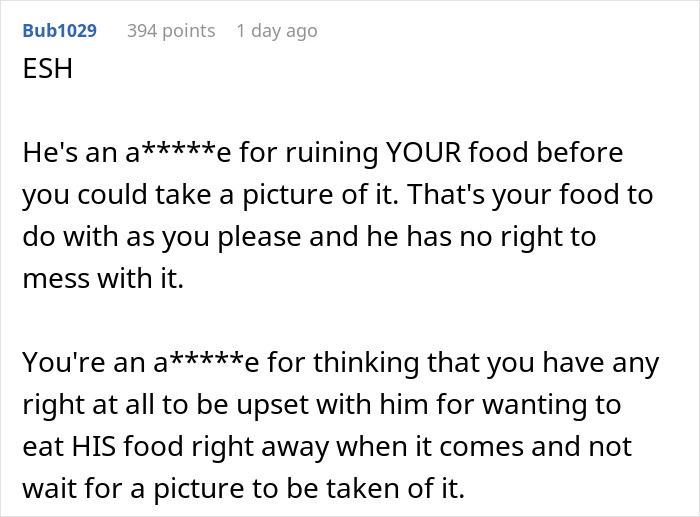 Man Goes Out Of His Way To Ruin Girlfriend’s Food Pictures, So She Makes Him Pay