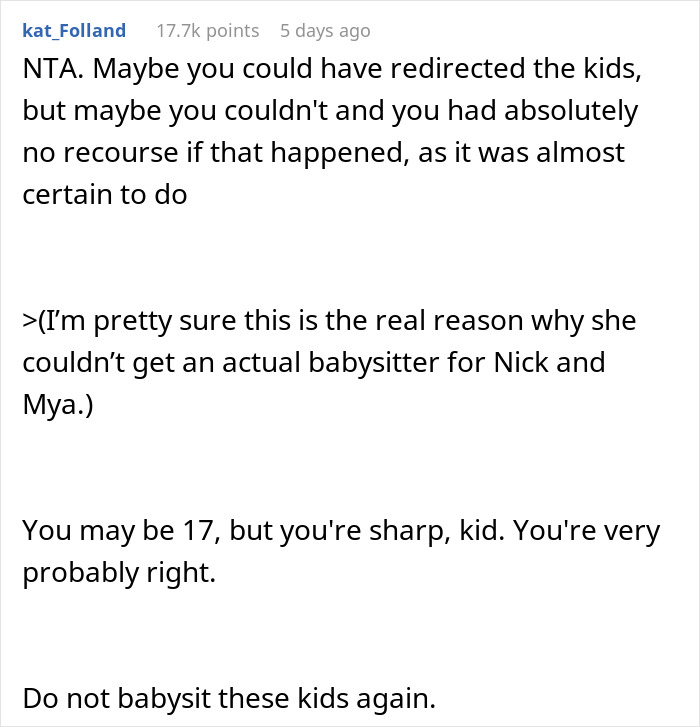 Person Gets Told Off For Disciplining SIL’s 2 Young Kids, Allows Them To Wreak Absolute Hell At Home Next Time They Babysit Person Gets Told Off For Disciplining SIL’s 2 Young Kids, Allows Them To Wreak Absolute Hell At Home Next Time They Babysit