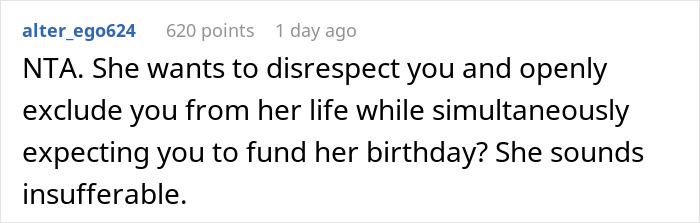 Teen Gets Mad Over Stepdad's Decision Not To Pay For Her Expensive Birthday Party Since He's Not Even Invited Teen Gets Mad Over Stepdad's Decision Not To Pay For Her Expensive Birthday Party Since He's Not Even Invited