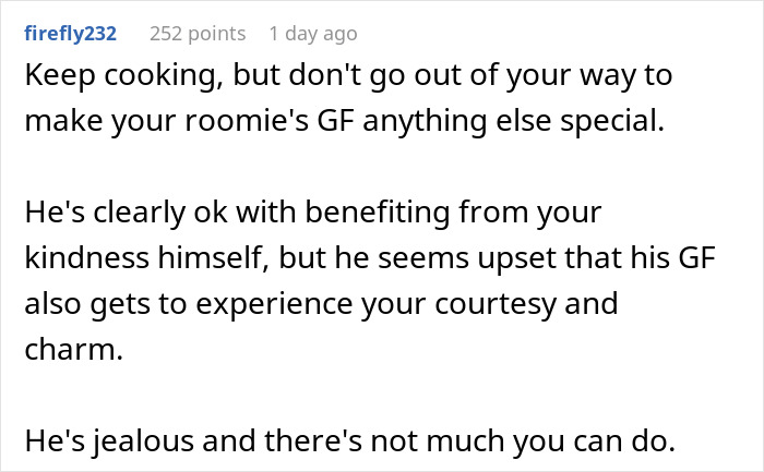 Man Wonders If He’s A Jerk For Offering Roommate And His GF Home-Cooked Food Man Wonders If He’s A Jerk For Offering Roommate And His GF Home-Cooked Food
