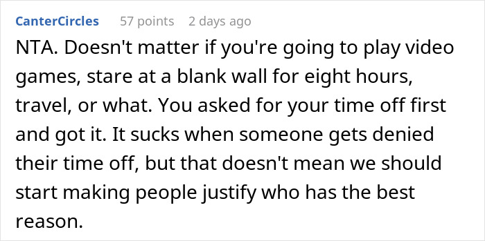 "I Honestly Don't Really Care": Person Refuses To Give Up Their Day Off To Play A Video Game