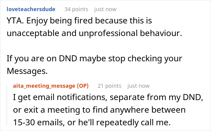 “‘Do Not Disturb’ Means Leave Me Alone”: Employee Sends Out An Angry Email To Colleague Who Keeps Contacting Them Even When Unavailable “‘Do Not Disturb’ Means Leave Me Alone”: Employee Sends Out An Angry Email To Colleague Who Keeps Contacting Them Even When Unavailable