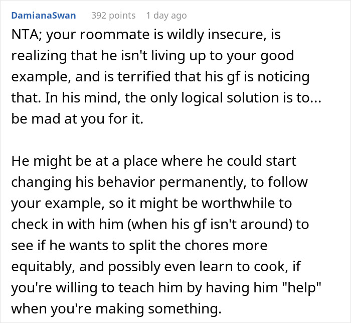 Man Wonders If He’s A Jerk For Offering Roommate And His GF Home-Cooked Food