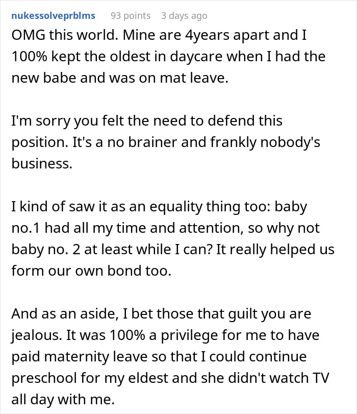 "I Don't Feel Guilty About It": Mom Is Expected To Pull Toddler Out Of Daycare While On Maternity Leave, But She's Having None Of It "I Don't Feel Guilty About It": Mom Is Expected To Pull Toddler Out Of Daycare While On Maternity Leave, But She's Having None Of It