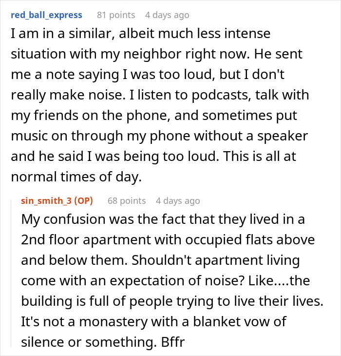 "I Dropped My Bombshell": Person Gets Petty Revenge Against Bad Neighbors Who Complained About Every Small Noise "I Dropped My Bombshell": Person Gets Petty Revenge Against Bad Neighbors Who Complained About Every Small Noise