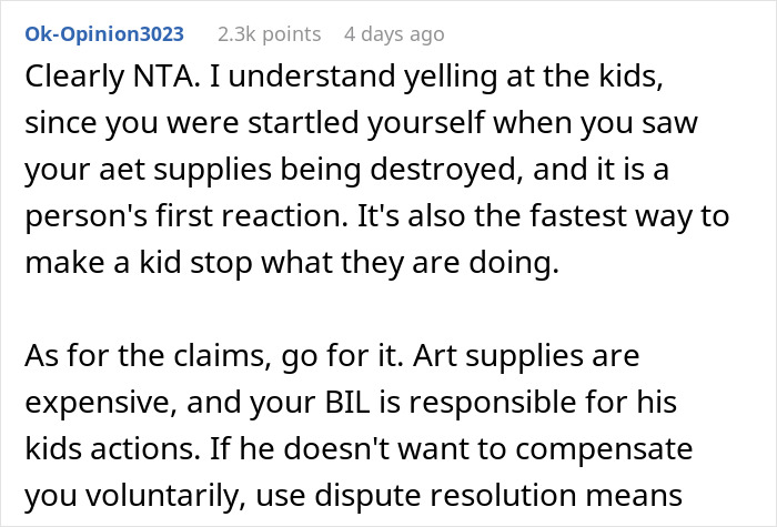 Brother-In-Law’s Kids Ruin $375 Worth Of Art Supplies, He Refuses To Take The Blame, So He Gets Sued