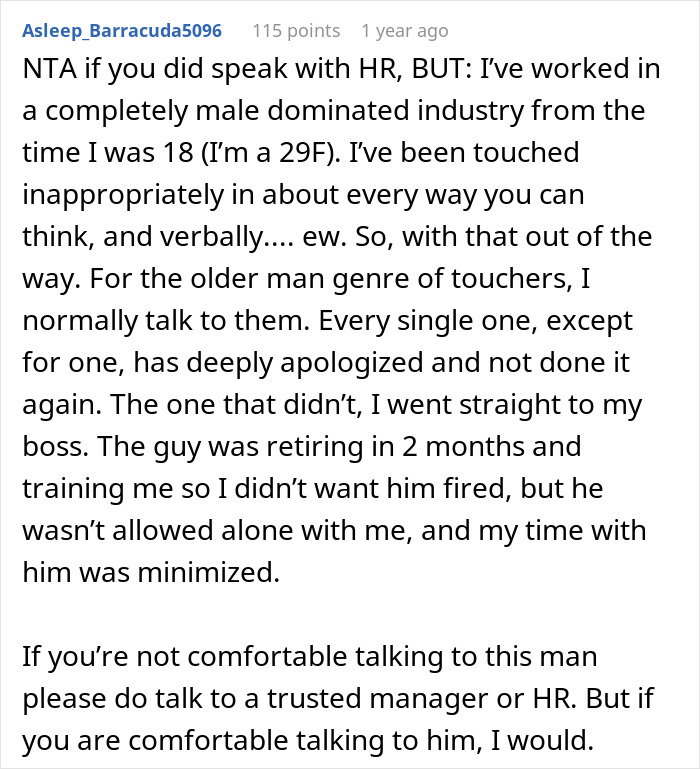 Older Male Tickles His 17 Y.O. Coworker, She Asks For Guidance Online