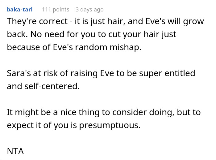 Woman Refuses To Cut Her Hair Short Just Because Her Niece Is Jealous Of It Woman Refuses To Cut Her Hair Short Just Because Her Niece Is Jealous Of It