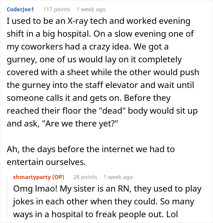 “The Dead Body They Were Talking About Was ME”: Woman Freaks Out Patients In Hilarious Malicious Compliance “The Dead Body They Were Talking About Was ME”: Woman Freaks Out Patients In Hilarious Malicious Compliance