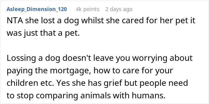 “A Dog Is Not The Same As A Husband”: Woman Loses Patience With Her Sister For Nonstop Comparisons Of Their Losses “A Dog Is Not The Same As A Husband”: Woman Loses Patience With Her Sister For Nonstop Comparisons Of Their Losses