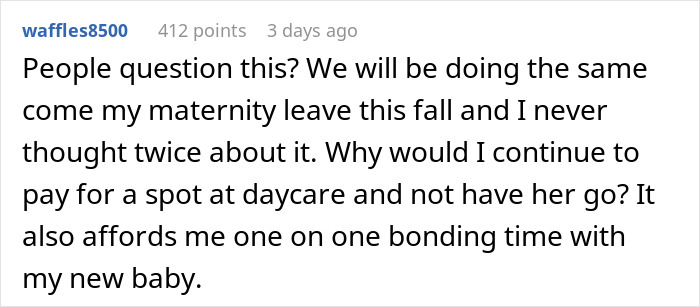 "I Don't Feel Guilty About It": Mom Is Expected To Pull Toddler Out Of Daycare While On Maternity Leave, But She's Having None Of It "I Don't Feel Guilty About It": Mom Is Expected To Pull Toddler Out Of Daycare While On Maternity Leave, But She's Having None Of It