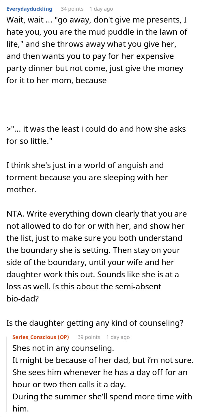 Teen Gets Mad Over Stepdad's Decision Not To Pay For Her Expensive Birthday Party Since He's Not Even Invited Teen Gets Mad Over Stepdad's Decision Not To Pay For Her Expensive Birthday Party Since He's Not Even Invited