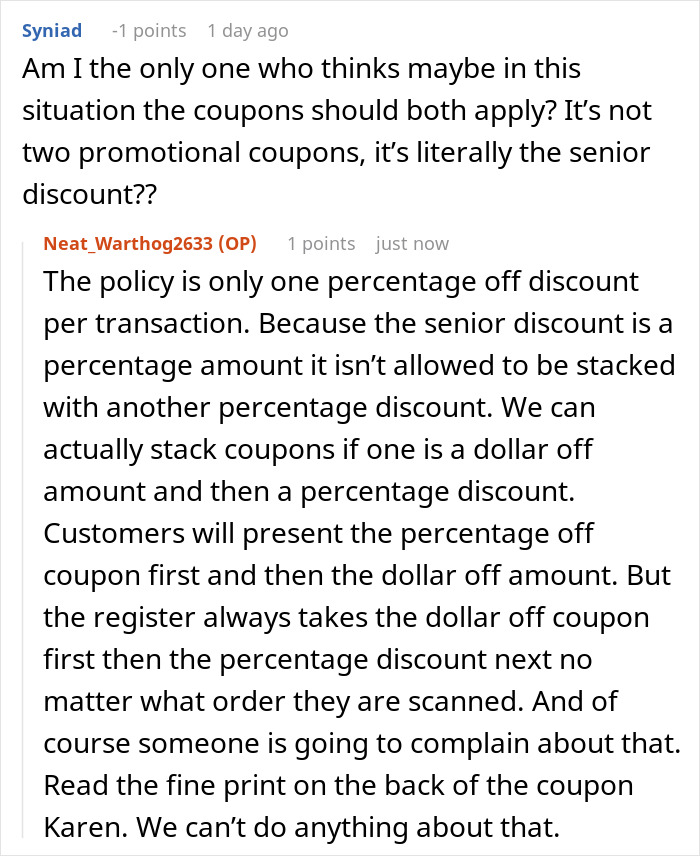 “Where’s My 40% Coupon?”: People Are Cracking Up At This Story About A Karen Who Demanded To Have Her 10% Senior Discount Instead Of 40% Coupon