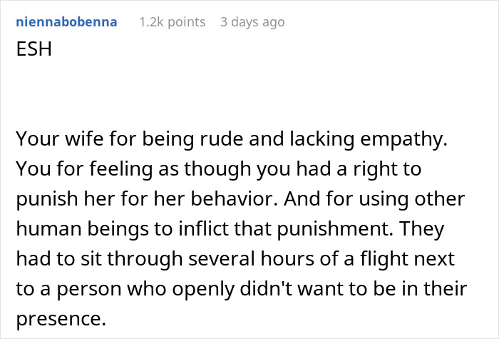 Guy Turns To The Internet For Support After Teaching His Wife A Lesson On Complaining On The Plane, Gets None