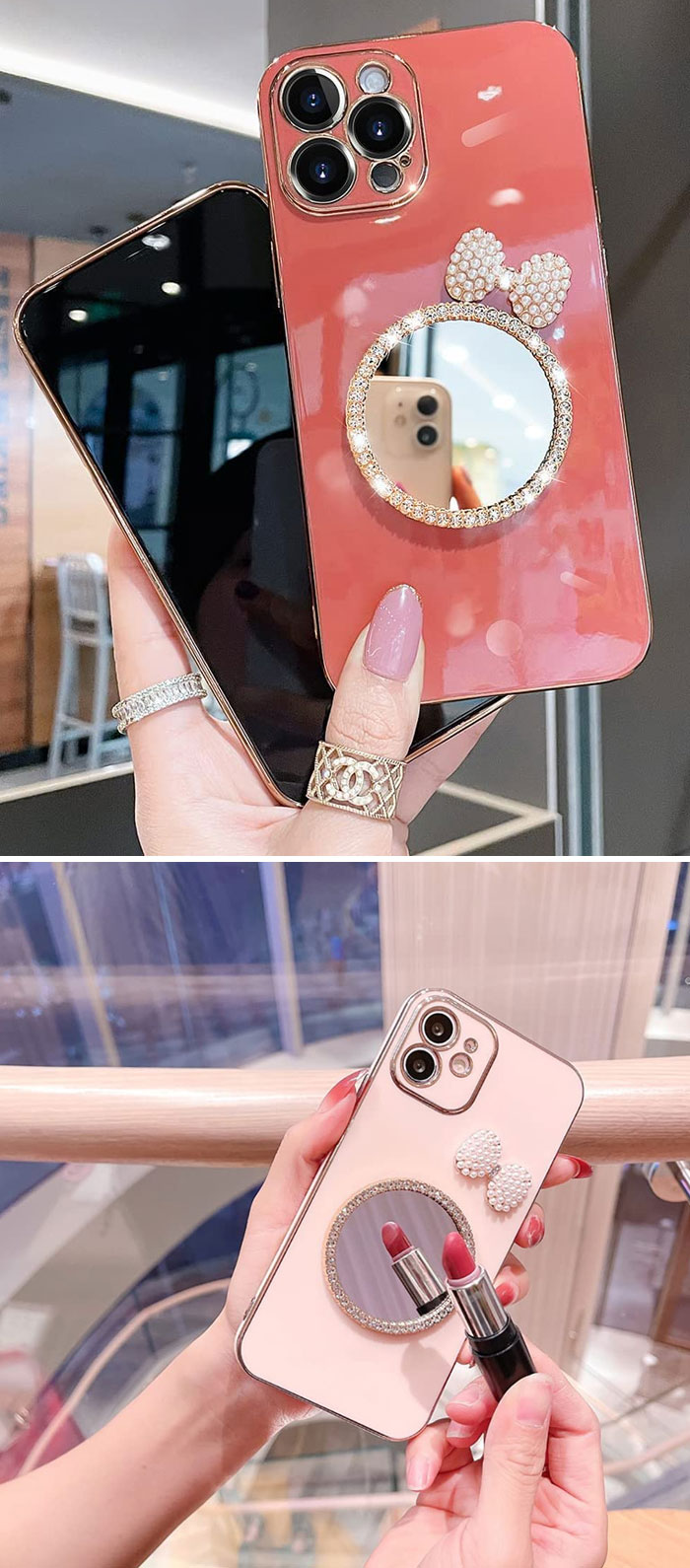 Elegant Diamond Ring Mirror Case