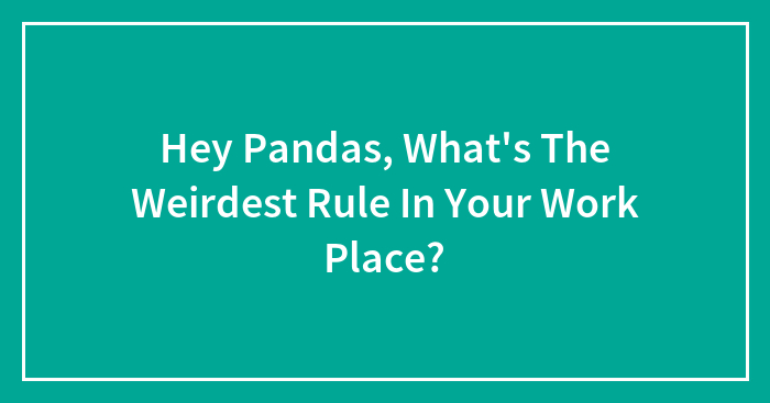 Hey Pandas, What’s The Weirdest Rule In Your Work Place? (Closed)