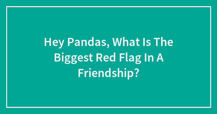 Hey Pandas, What Is The Biggest Red Flag In A Friendship? (Closed)