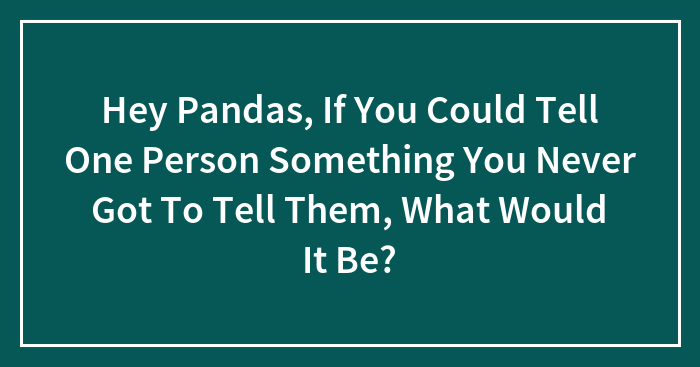 Hey Pandas, If You Could Tell One Person Something You Never Got To Tell Them, What Would It Be?