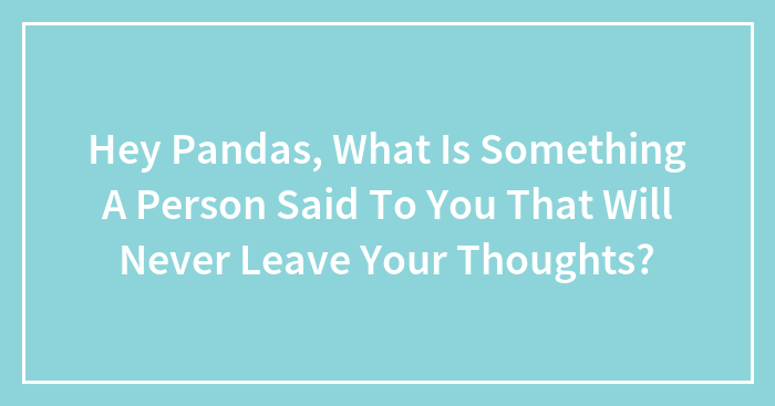 Hey Pandas, What Is Something A Person Said To You That Will Never Leave Your Thoughts? (Closed)