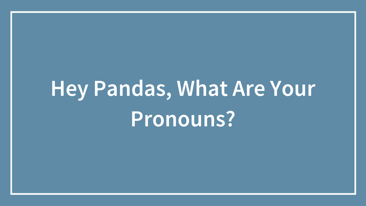 Hey Pandas, What Are Your Pronouns?