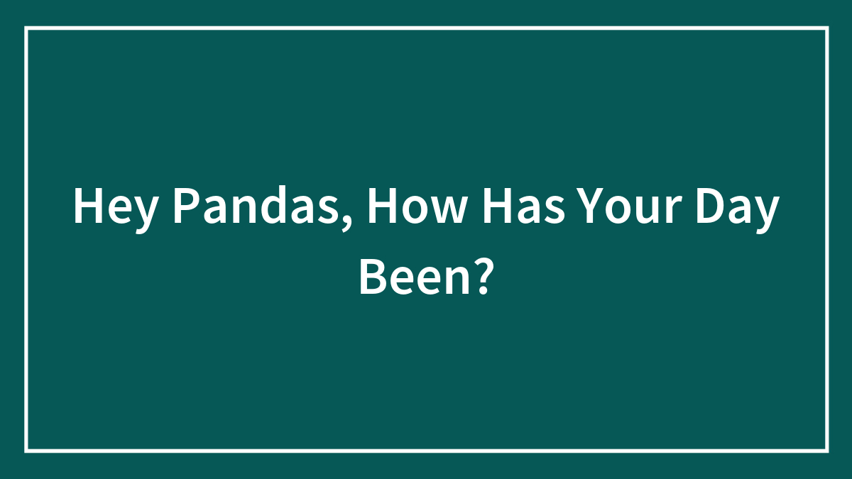 Hey Pandas, How Has Your Day Been?