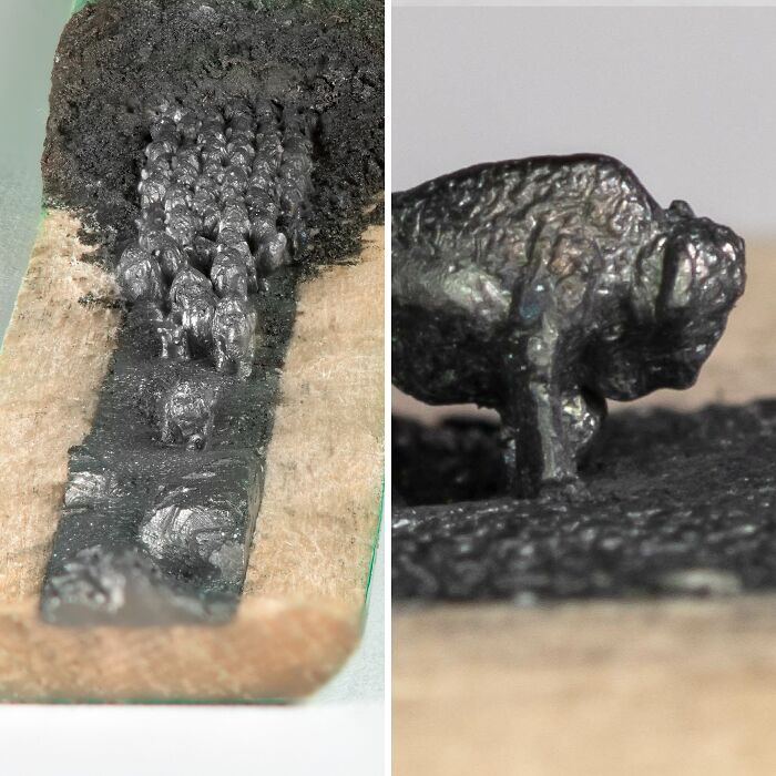 I Carved A Herd Of Bison From A Pencil Graphite