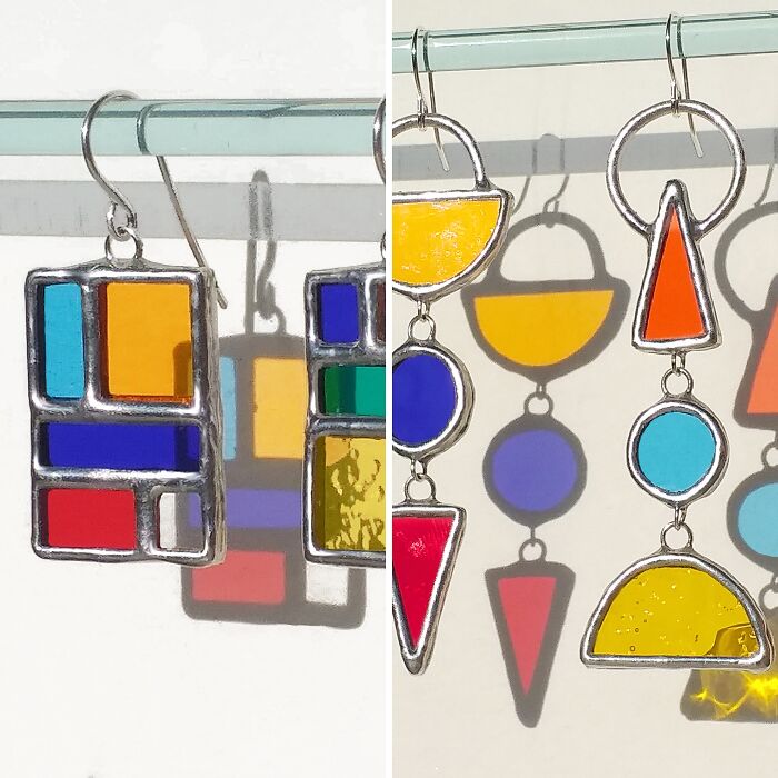 The Sun Makes My Stained Glass Earrings Even More Beautiful