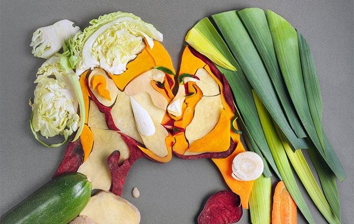 10 Vegetable Portraits Of People Kissing That I Made