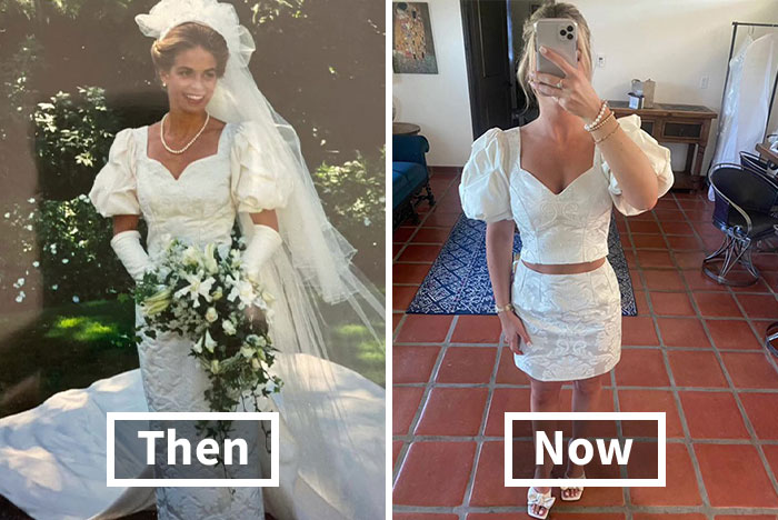 Grandma In Tears After Seeing Her Wedding Dress Altered To Chic Co-Ord By Granddaughter, A Discussion Online Ensues
