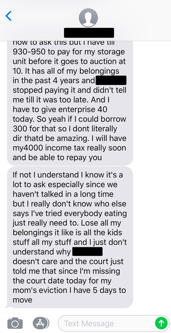 Ex-Friend My Wife Hasn't Spoken To In 5 Years Begs For $300 After Two Conversations