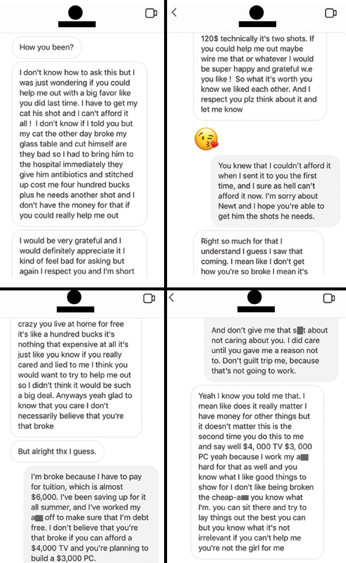 Ex Asks For More Money After Breaking Up. Already Gave $150 To Him For An "Emergency"
