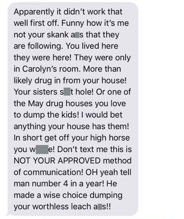 My Friend Posts Texts From Her Ex-Husband On Facebook. He’s No Peach But She Eggs It On. And Publishes It